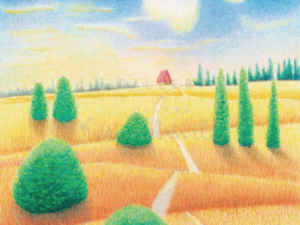 佐藤直樹　『麦畑と赤い屋根』 （Wheat fields and red roofs）